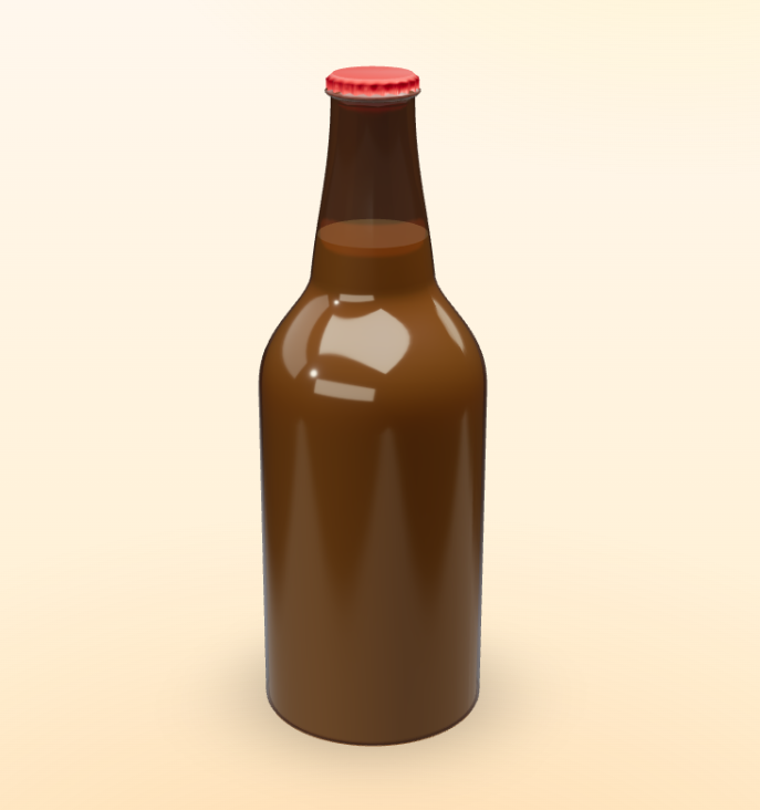 Procedurally generated amber long-neck beer bottle with crown cap
