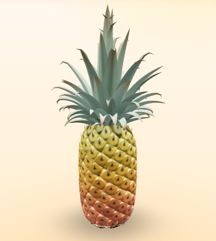 Procedurally generated 3D pineapple with layered eyes and crown fronds