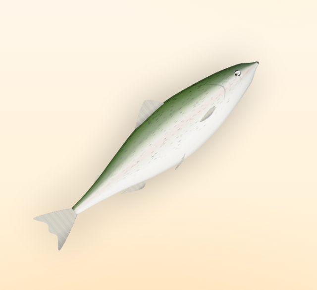 Procedurally generated whole fish with dorsal gradient and fins