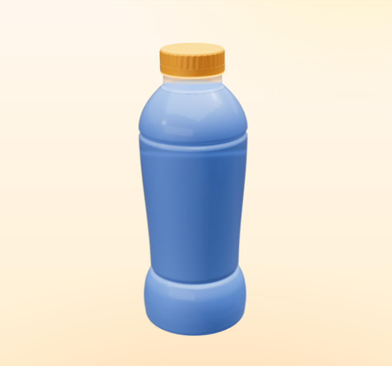 Procedurally generated blue smoothie bottle with ribbed screw cap